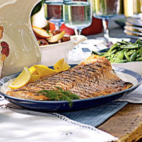 Grilled Salmon with Tangy Cucumber Sauce