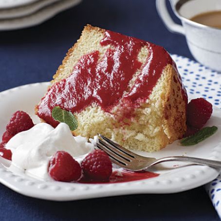 Lemon-Buttermilk Chiffon Cake with Double-Raspberry Sauce
