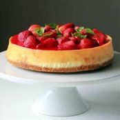 Lemon Cheesecake with Strawberry Basil Topping