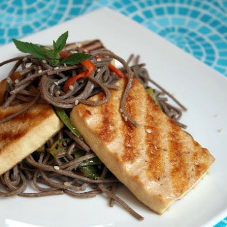 Soba Noodles with Fresh Vegetables and Pan-Grilled Tofu