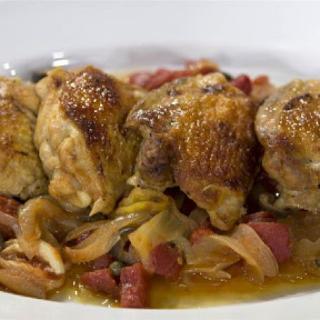 Braised Chicken with Pepperoncini and Olives
