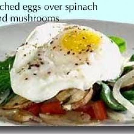 Poached Eggs Over Spinach and Mushrooms