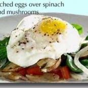 Poached Eggs Over Spinach and Mushrooms