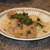 Veal Picata with strawberries, blueberrries and mandarin oranges