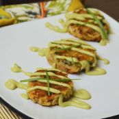 Crispy Coconut Crab Cakes with Wasabi Avocado Sauce