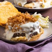 Mornay and Mushroom Duxelles Burger w/Crispy Shallots