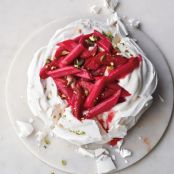 Pavlova with Rhubarb and Pistachios