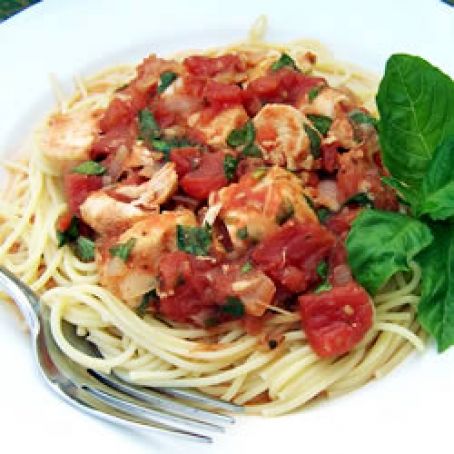 Basil Chicken over Angel Hair