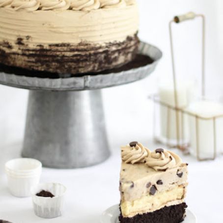 Chocolate Chip Cookie Dough Devil's Food Cake Cheesecake