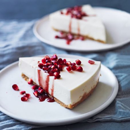 Dessert: Greek Yogurt Cheesecake with Pomegranate Syrup
