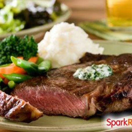 Peppercorn Steak with Herbed Blue Cheese