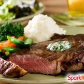 Peppercorn Steak with Herbed Blue Cheese
