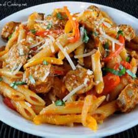 Penne with Sausage, Peppers, and Tomatoes