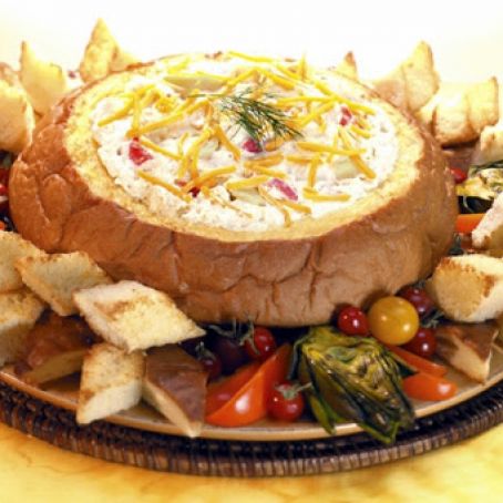 Ham and cheese Hawaiian bread bowl