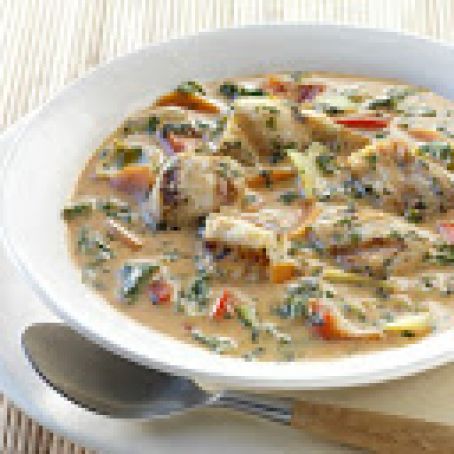THAI COCONUT SOUP WITH GRILLED  HALIBUT