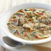 THAI COCONUT SOUP WITH GRILLED  HALIBUT