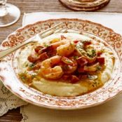 Flaming Shrimp and Grits