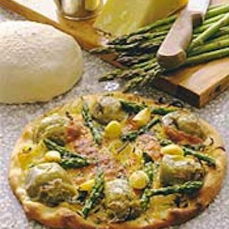 Pizza with Asparagus and Artichokes