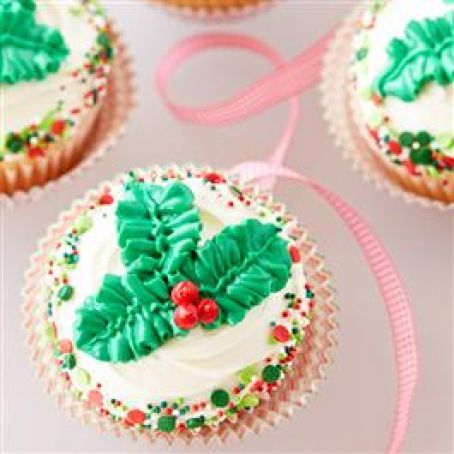 Holly Leaves Cupcakes