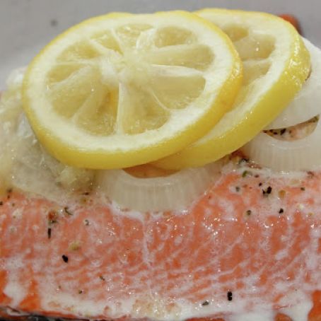 Baked Steelhead with Lemons and Onions
