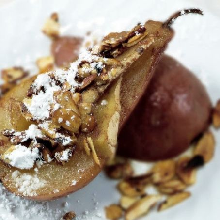 Ginger Roasted Pears with Candied Almonds