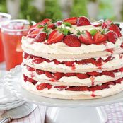 Fresh Strawberry Meringue Cake