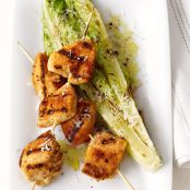 Chicken Skewers With Grilled Romaine