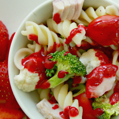 Strawberry and Chicken Pasta Salad with Strawberry Vinaigrette
