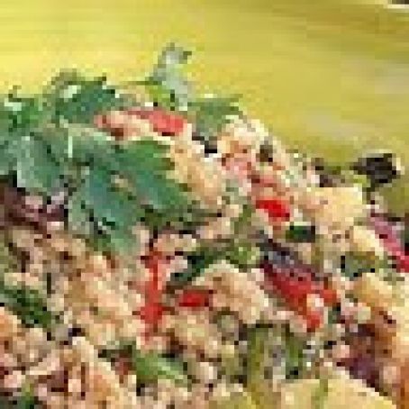 Toasted Israeli Couscous with Vegetables and Lemon-Balsamic Vinaigrette