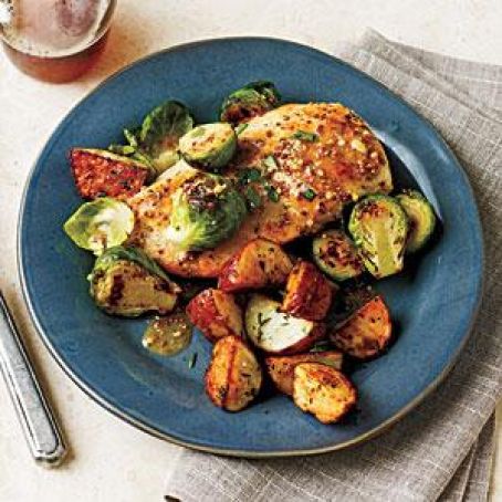 Chicken with Brussels Sprouts and Mustard Sauce