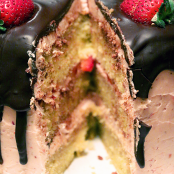 Strawberry Cake w/ Chocolate Ganache