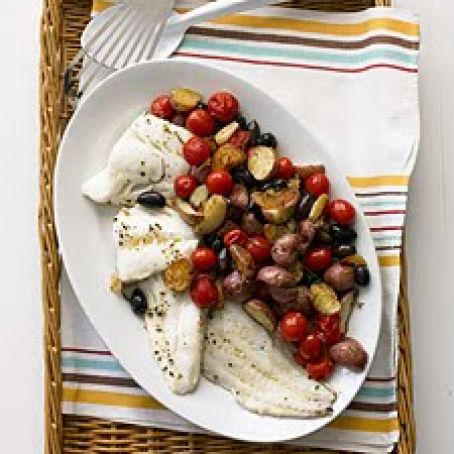 Roasted Cod w/ Potatoes and Olives
