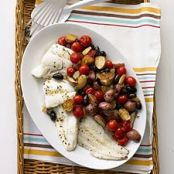 Roasted Cod w/ Potatoes and Olives