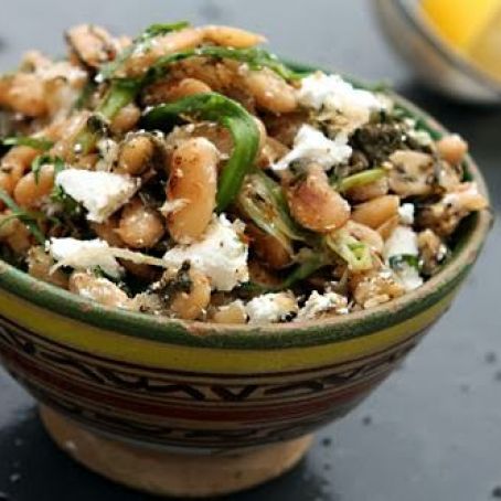 Ottolenghi's Fried Beans with Sorrel, Feta & Sumac