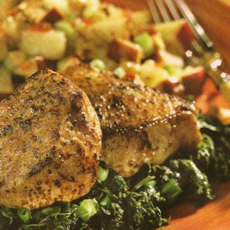 Honey-Mustard Pork with Wilted Spinach