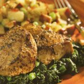 Honey-Mustard Pork with Wilted Spinach