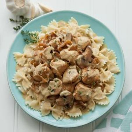 Chicken with Caramelized Onions over Pasta