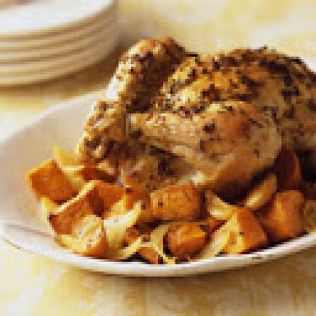 Garlic Chicken with Sweet Potatoes