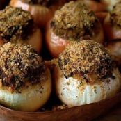 Roasted Onions Stuffed with Ground Lamb & Apricots