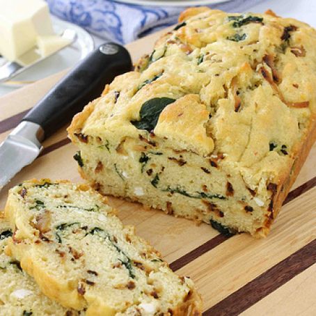 Caramelized Onion & Spinach Olive Oil Quick Bread