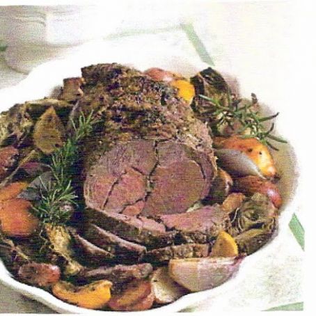 Rosemary-Garlic Leg of Lamb with Artichokes