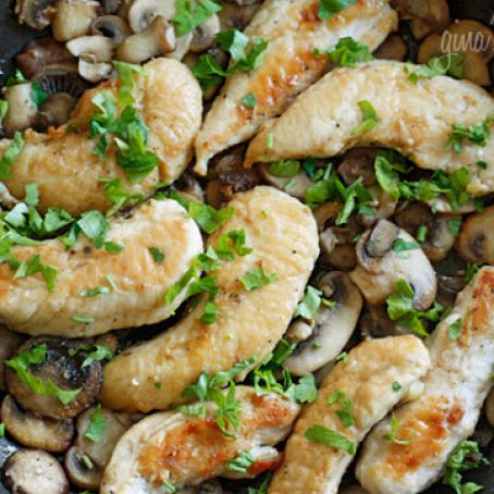 Chicken and Mushrooms in a Garlic White Wine Sauce