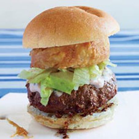 Big Beef Burgers with Crunchy Sour Cream Onions