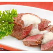 PAN-SEARED STEAKS WITH BOURBON-SHALLOT SAUCE