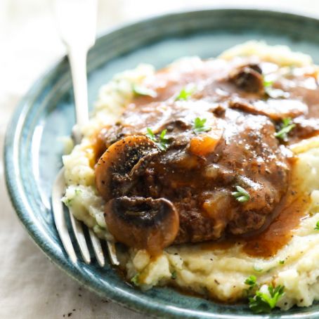 Beef, Salisbury Steak with Easy Mushroom Gravy(Instant Pot)