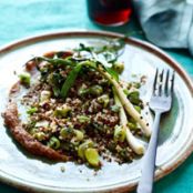 Quinoa Salad with Grilled Scallions, Favas and Dates