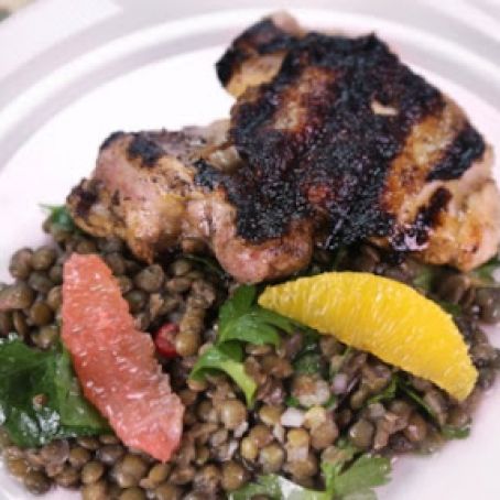 CHICKEN, CITRUS-MARINATED  WITH LENTIL-HERB SALAD