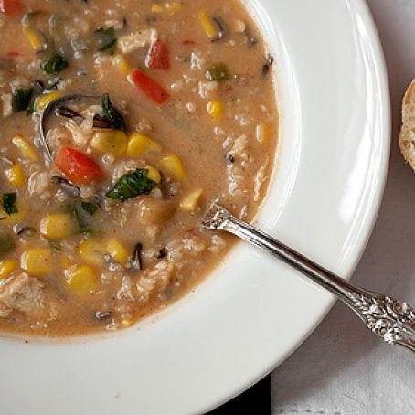 Chipotle Chicken, Rice and Corn Chowder