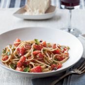Spaghettini with Tomatoes, Anchovies and Almonds