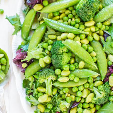 Green Powerhouse Salad with Sesame-Ginger Vinaigrette (vegan, gluten-free)